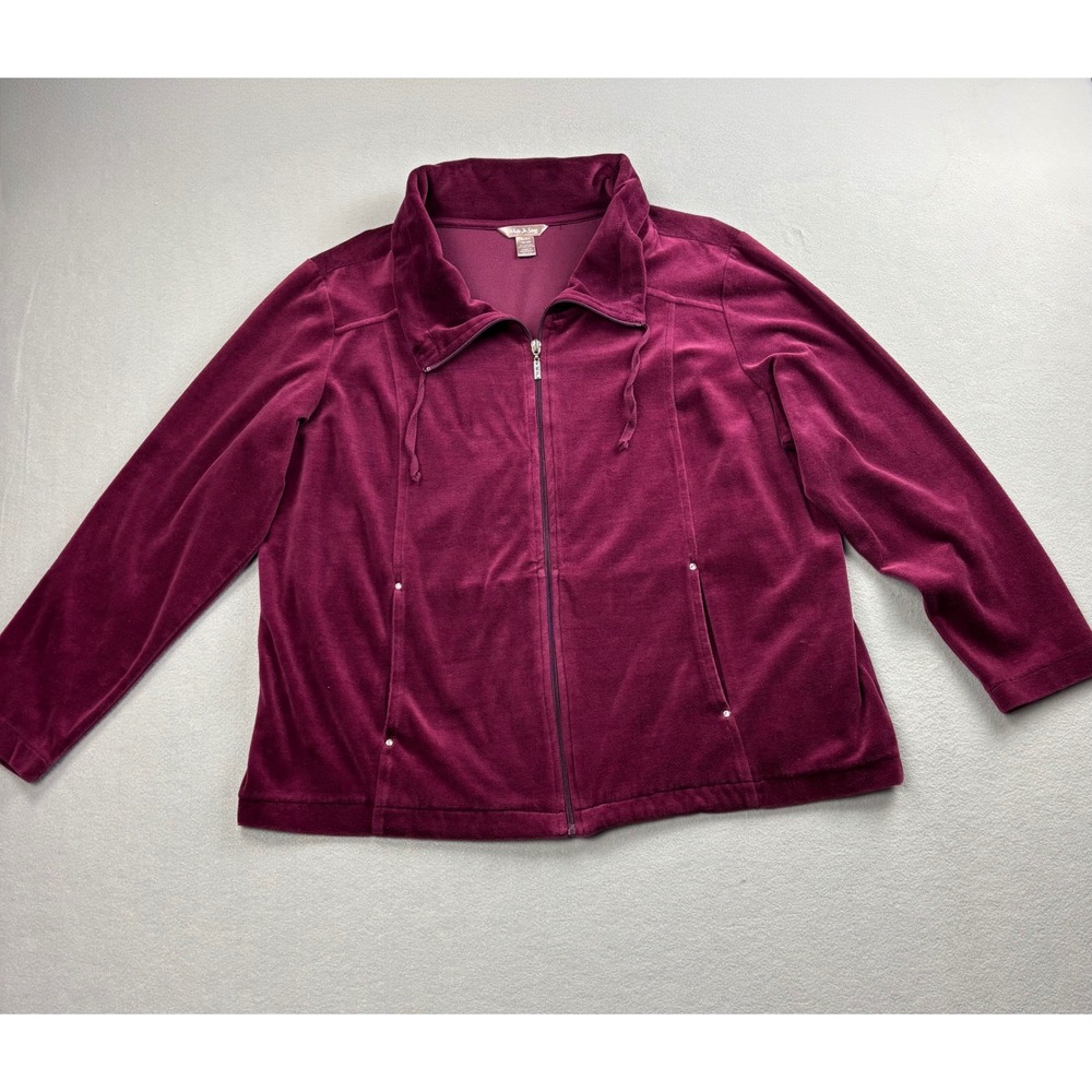 White Stag Womens Velour 2 Piece Tracksuit Jacket Pants Set Maroon Large XL - Picture 5 of 8